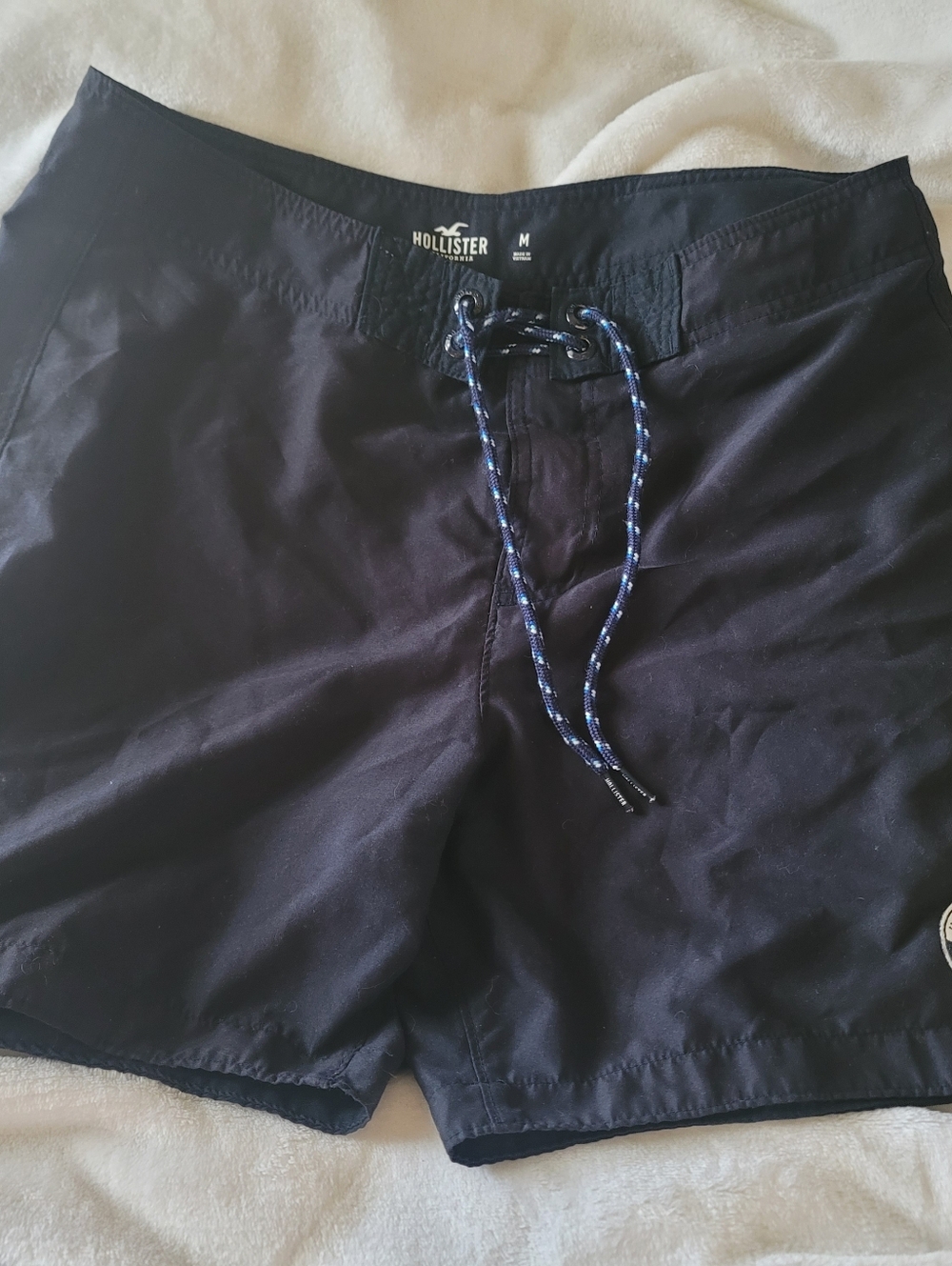 Vintage Hollister Board Shorts Mens Sz Medium Swim Trunks 90s Y2k Navy Blue Euc